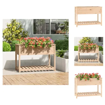 Obrázok produktu pre vidaXL Kvetináč s policou 111,5x54x81 cm z masívneho borovicového dreva - Kvetináče a sadenice