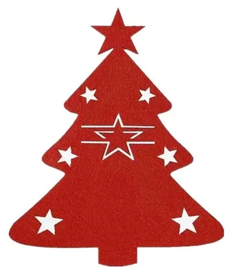 Image de AFF Étui à couverts avec motif sapin de Noël 12 pièces rouge
