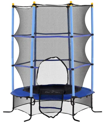 Obrázek produktu pro Dětská trampolína Ø163 cm, trampolína s ochrannou sítí, kryt okrajů, zahradní trampolína pro děti 3-10 let, nosnost do 50 kg, modrá