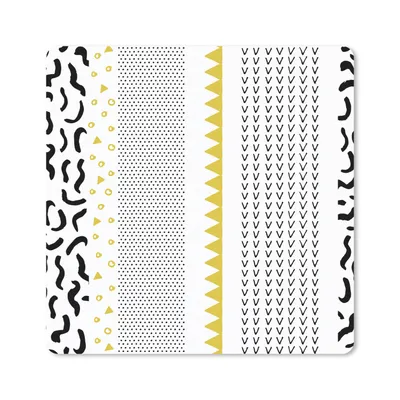 Produktbild von MuchoWow® Mauspad Mousepad Gelb - Schwarz - Weiß - Muster 20x20 cm - Mousepads - Maus Mat - Pad - Mausunterlage - Desk Mat - Bureauartikeln