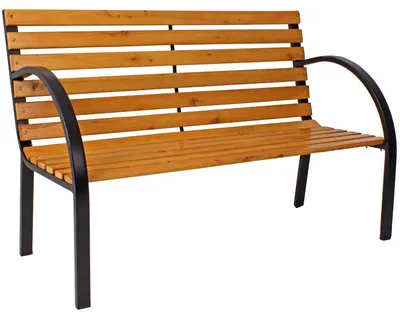 Produktbild von Parkbank BELLEVUE 122x80 cm, Natur & Schwarz, chinesische Spießtanne & Stahl, pulverbeschichtet, bis 210 kg belastbar