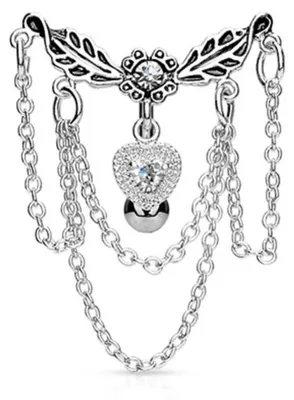 Produktbild von Bauchnabelpiercing: Top Down Reverse Piercing Herz mit Ketten