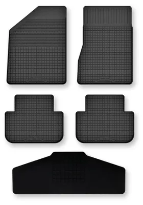 Image de Tapis de sol en caoutchouc + tunnel pour Renault Scenic II 2003-2009 (monospace) – 5 pièces, noirs, semi-universel, adapté