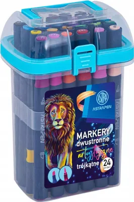 Zdjęcie produktu dla Markery artystyczne trójkątne dwustronne ASTRAPEN, 24 kolory