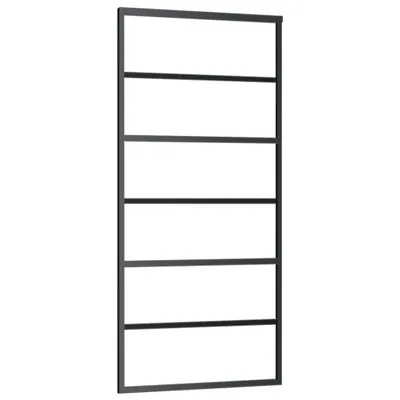 Produktbild von Möbel Schiebetür ESG-Glas und Aluminium 90x205 cm Schwarz - Zimmertüren CLORIS2632524