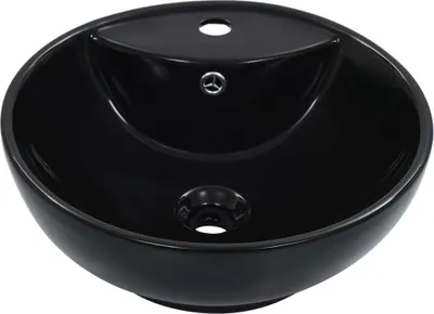 Image de vidaXL Lavabo avec trop-plein 46,5 x 18 cm Céramique noire