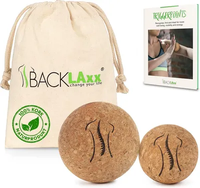 Produktbild von Massageball-Set, 5 und 7 cm Durchmesser, aus Kork, Faszienball für Füße und Rücken