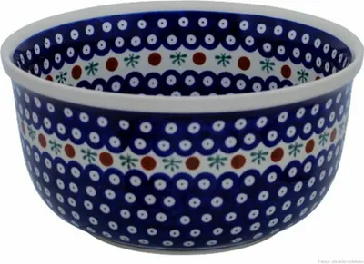 Produktbild von Original Bunzlauer Keramik 4 Liter Schüssel Schale XL Ø27cm mit Muster Innen Salatschüssel Suppenschüssel Beilagenschüssel Obstschale [Form 1] robust und dickwandig im Design 41