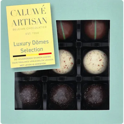 Produktbild von Caluwé Artisan Luxury Domes 110g – Feine handgefertigte Pralinenmischung