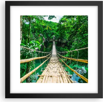 Produktbild von Gerahmtes Poster - Schwarzer Rahmen - Gehweg Baum Holz Steg - 30x30 cm - Wand Bild - Wanddeko - Wandbilder - Kunstposter - Wandposter - Bilderrahmen - Bilder - Kunstdruck - Wandbild - P2BAC30x30-3185