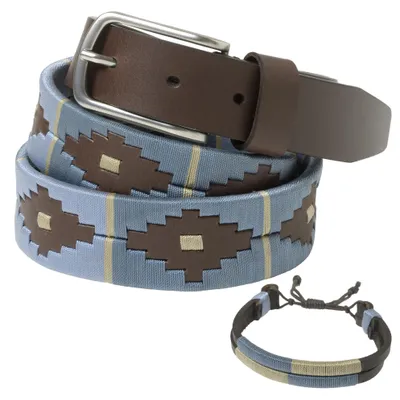 Imagen del producto de Cinturón de cuero con pulsera a juego, para hombres y mujeres