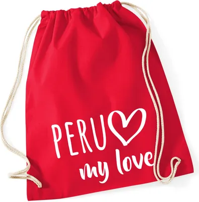 Produktbild von Huuraa Turnbeutel Peru my love 12 Liter Classic Red Baumwolle Rucksack Geschenkidee