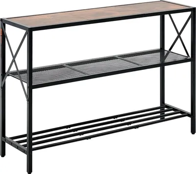 Zdjęcie produktu dla Konsola wąska 3-poziomowy 106 cm metalowa półka do salonu i przedpokoju
