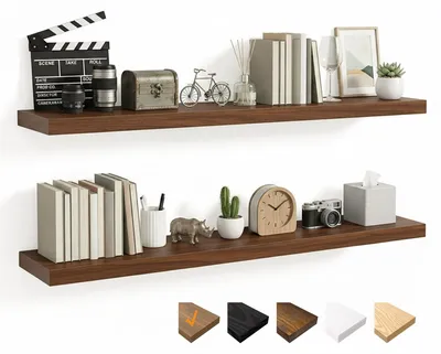 Produktbild von Wandregale 100 cm - Schwimmende Regale - Holzregal - Set von 2 - Unsichtbare Halterungen