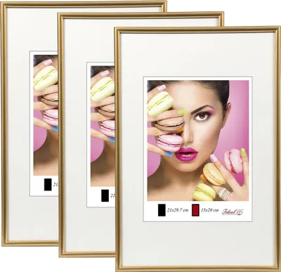 Produktbild von 2er 3er 5er Pack Photo Style Set Bilderrahmen Wanddeko Collage Poster Kunststoff Rahmen - Farbe: 3er Pack Gold | Format: 20x30