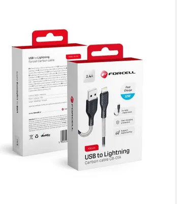Obrázek produktu pro FORCELL F-ENERGY Carbon CB-01A kabel USB A na Lightning 2,4A 12W 1 m černý