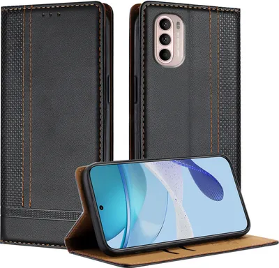 Produktbild von Handyhülle für Motorola Moto G31 G41 Leder Flip Klappbare Schutzhülle mit Standfunktion Schwarz