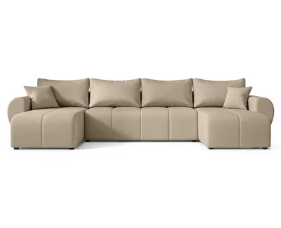 Produktbild von AX LIVING Malatya U Couch mit Schlaffunktion Ecksofa Hellbraun 311 cm