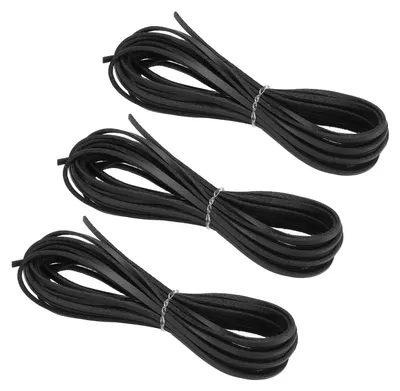 Kunstsuède Lederkoord 3 Rollen 3 mm x 5,5 m Schwarz 16,5 m