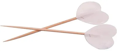 50 Herz-Spieße aus Bambus, 6,5 cm, weiß