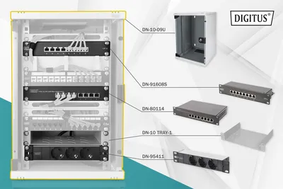 Produktbild von DIGITUS Netzwerk-Set 254 mm (10") - 9HE, 312 x 300 mm (B x T)