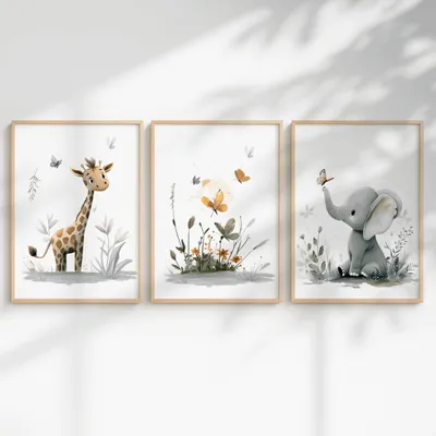 Produktbild von 3-teiliges Dschungel-Poster-Set für das Kinderzimmer, Formate A4/A3