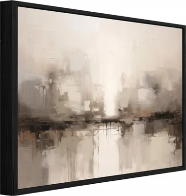 Produktbild von Bilder mit Rahmen Abstrakt Boho Modern - 100x70 cm - Wandbilder Wohnzimmer Schlafzimmer - Leinwand Bilder mit Rahmen Beige - PPR15080O1