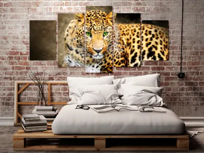 Produktbild von Akustikbild Tier 200x100 cm Bilder Akustikschaum Hochleistungsschallabsorber Schallschutz Leinwand 5 tlg Wandbild Raumakustik Schalldämmung g-A-0086-b-n