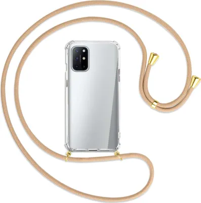 Produktbild von Handykette Backcover-Schutzhülle mit Band (Metall goldfarben) für OnePlus 8T - beige
