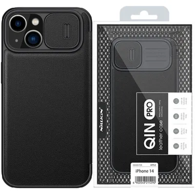 Zdjęcie produktu dla Nillkin Qin Leather Pro Case Etui Iphone 14 Plus Osłona Na Aparat Kabura Pokrowiec Obudowa Z Klapką Czarny
