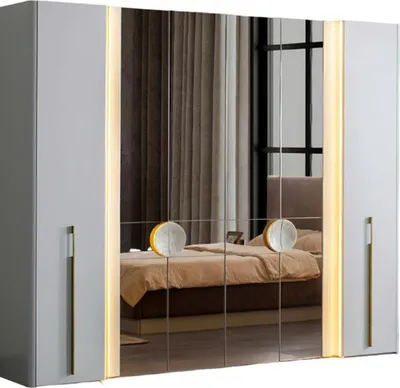 Produktbild von Komplettes Schlafzimmer Möbel Ehebett Bett Kleiderschrank Nachttisch 2x Set 4tlg