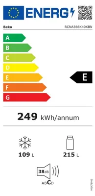 Image de Réfrigérateur combiné 60cm 324l ventilé métal brossé - Beko - RCNA366K40XBN - b100