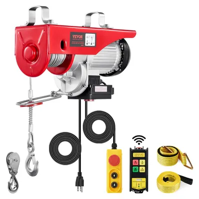Productafbeelding van VEVOR Elektrische hijskraan, 2200 lbs, 230 V, elektrische lier met 328 ft (ongeveer 100 meter) draadloze en 14 ft (ongeveer 4 meter) bedrade afstandsbediening, 40 ft (ongeveer 12 meter) hefhoogte met enkelvoudige kabel, enkelvoudige/dubbele lus, hijsapparaat