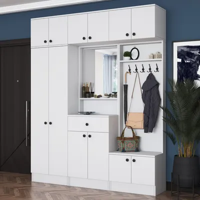 Produktbild von Skye Decor, EA108 - 2570, Hallenstand, Weiß, 100 % MELAMINBESCHICHTETE Spanplatte der Güteklasse E1, 179,6 x 35,5 x 226,4 cm