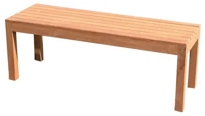 Produktbild von Teakholz Wartebank 120cm Gartenbank aus Teak Parkbank Sitzbank Holzbank Bank