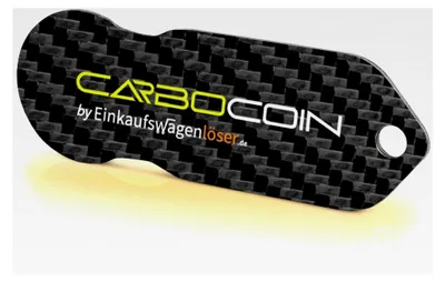 Produktbild von Carbocoin F1 / Einkaufswagenlöser aus Carbon mit Schlüsselfundservice / Alternative für Einkaufswagenchip