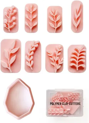Imagen del producto de Moldes para joyería, forma de hoja, juego de 9 piezas, fabricados en polímero para modelado