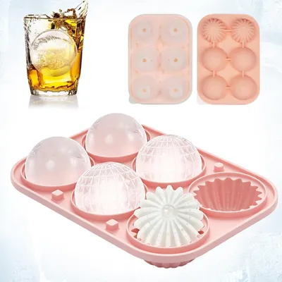 Silikon-Eiswürfelform, 6 Fächer, groß, rosa, BPA-frei