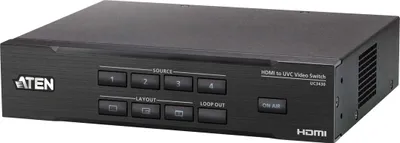 Produktbild von ATEN UC3430 CAMLIVE PRO 4K HDMI-zu-USB-Videokreuzschiene mit 4 Eingängen
