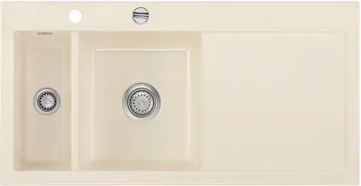 Produktbild von Auflagespüle KeraDomo MERA 100 Magnolie Becken links mit Excenterbedienung