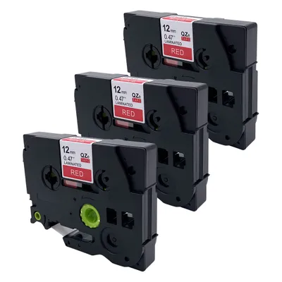 Produktbild von DULA Etikettenband - Kompatibel mit Brother P-Touch Tze-435 - 3 Stück - Weiß auf rot - 12mm x 8m