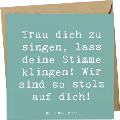 Produktbild von Mr. & Mrs. Panda faltkarte Spruch Vokale und musikalische Auftritte meistern - Meeresbrise - Geschenk, Zuversicht, doppelkarte, lass deine Stimme klingen, anlasskarte