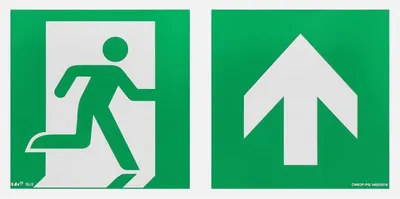 Produktbild von notlok Safety Work - 1x - Evakuierungsschild - nach oben (rechts) - 30x15cm | PVC Platte + Schaumstoffklebeband | Notausgangsschild Nachleuchtend