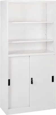 Produktbild von BELIANI Büroschrank Helles Holz / Schwarz 117 x 80 x 40 cm Abschließbar mit Schlüssel Offenes Fach Aktenschrank Schrank für Wohnzimmer Büro Homeoffice