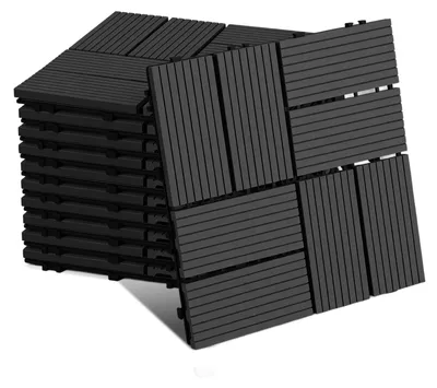 Obrázek produktu pro Peviasot, terasové dlaždice, 30x30 cm, antracitová barva, 110 kusů, 10 m², klikací dlaždice, vhodné pro zahradu a balkon