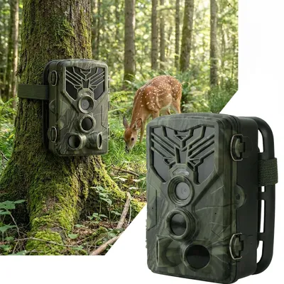 Produktbild von 4K-UHD-Wildkamera mit 2 PIR Bewegungsmeldern, Smartphone Live Übertragung, Nachtsicht mit 42 IR LEDs, Farbmonitor, WLAN, Stand-by 8 Monate, IP65
