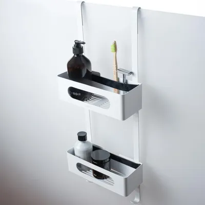 Produktbild von Dolvhin Duschablage zum Hängen | Duschregal ohne Bohren | Edelstahl Badregal Shampoohalter Dusche | Organizer Duschkorb hängen | Weiß Matt