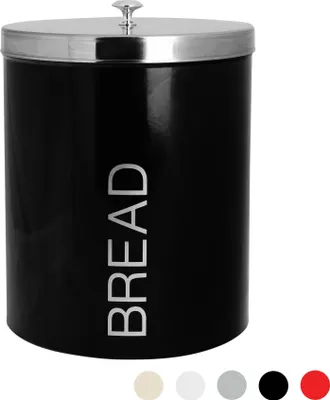 Produktbild von Harbour Housewares Moderne Brotkasten - Stahl Küche Lagerung Caddy mit Gummidichtung - Schwarz - 22,5 cm