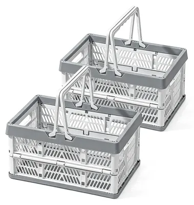 Immagine prodotto di Omgoods - Ceste pieghevoli - set di 2 - 19 litri - ceste multifunzionali - ceste per la spesa - materiale resistente - maniglie ergonomiche