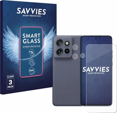 Produktbild von 3x Savvies Schutzglas Folie für Motorola Edge 60 Neo (Display+Kamera) 9H Panzer Schutzfolie Glas Displayschutz klar transparent